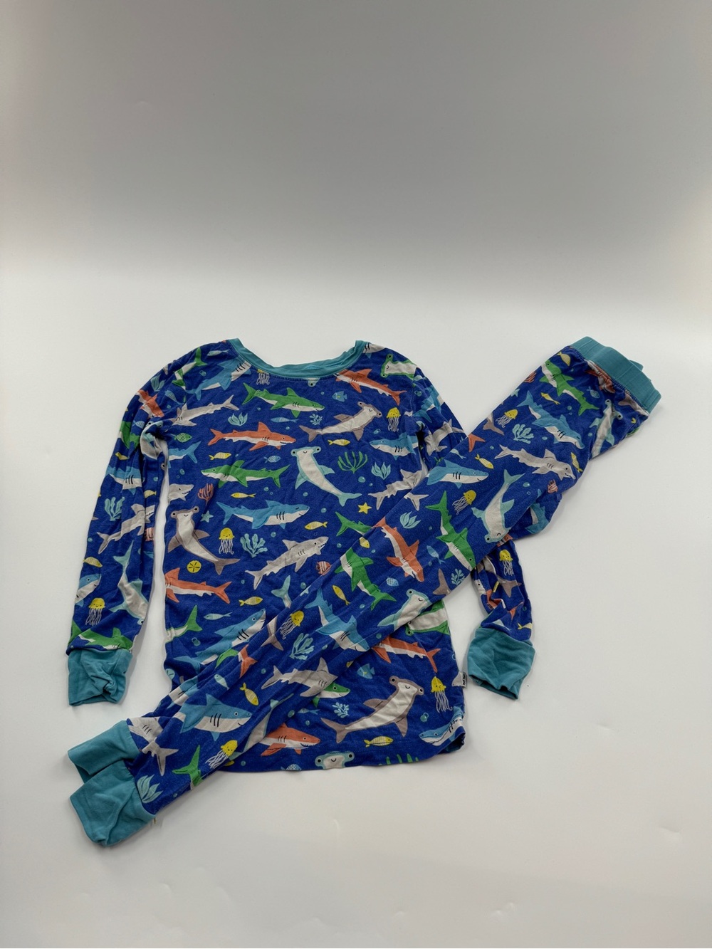 Little Sleepies Rad Reef Shark Print Bamboo Viscose Pajama Set – Kids Size 7/8